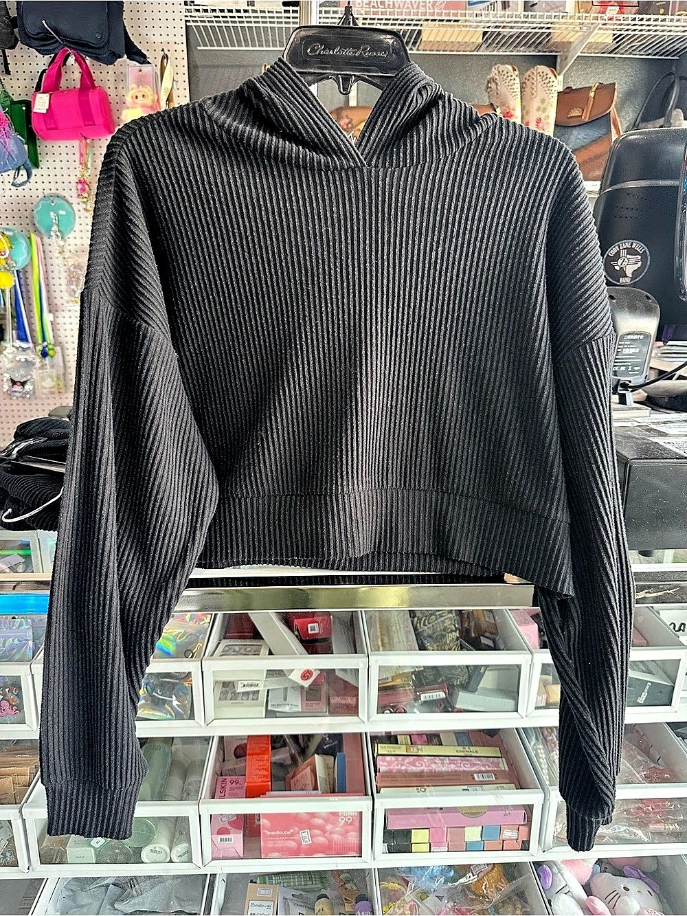 Alo Black muse ribbed  Hoodie Size Small w matching shorts set bundle sh1